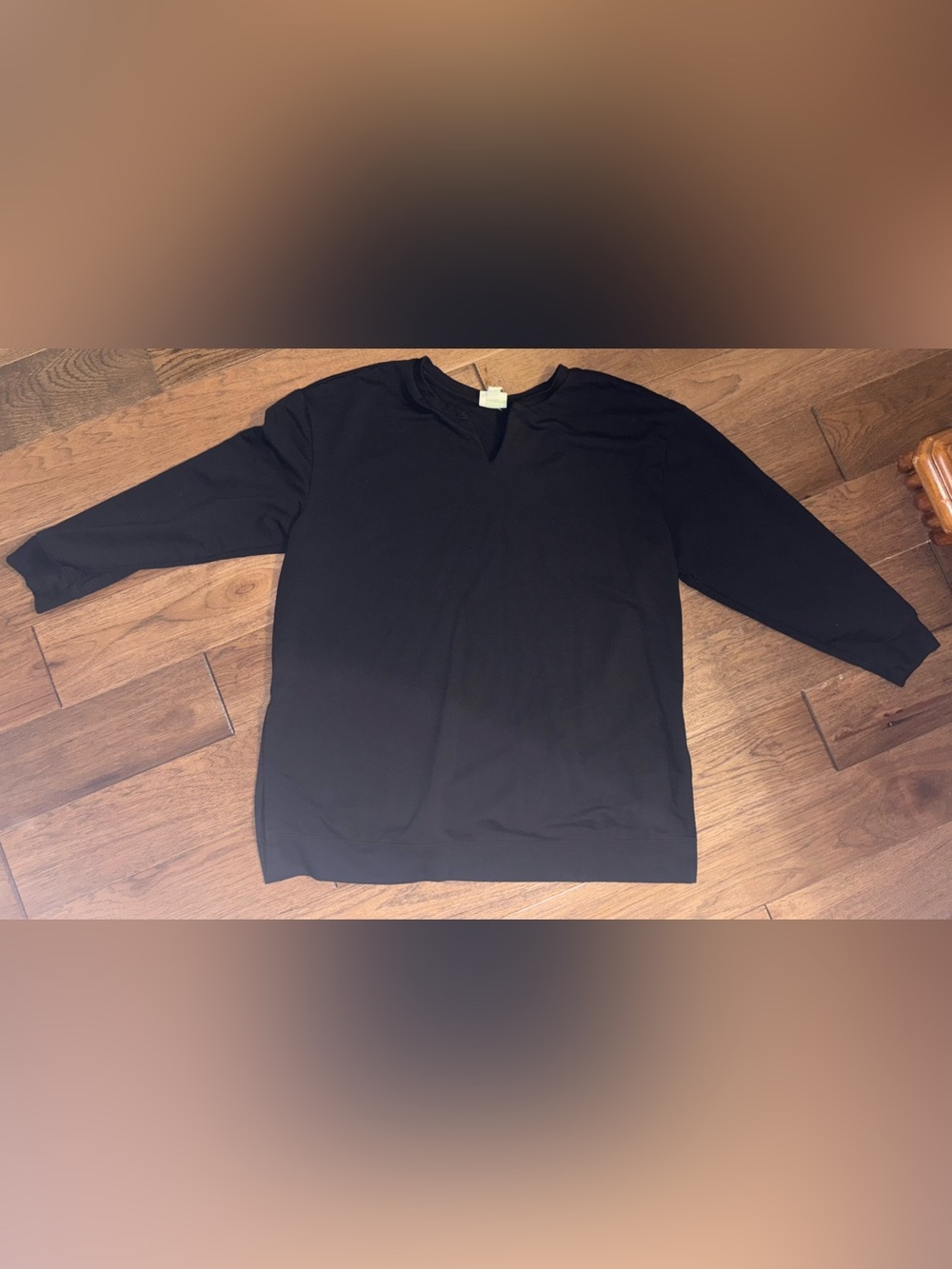 Ava & Viv Black V-Notch Pullover